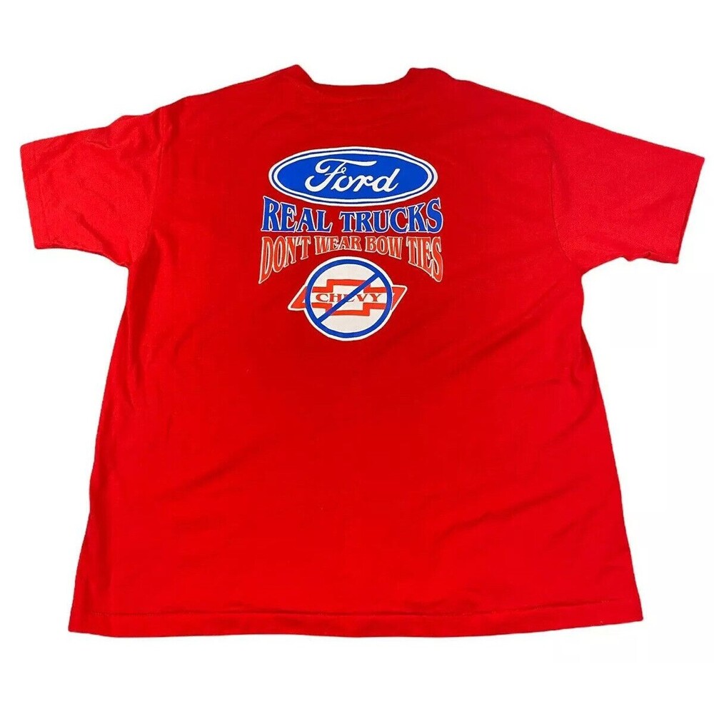 VTG Ford Shirt Hanes Heavyweight 50/50 Single Stitch TShirt Blank Front Back Hit